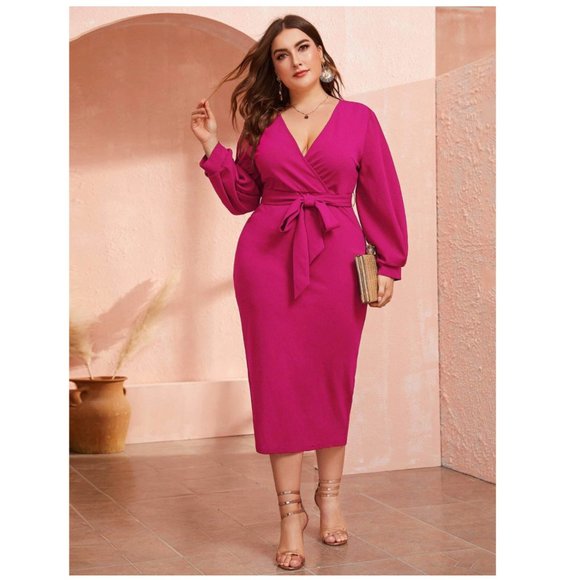Shein pink dress plus size Clearance